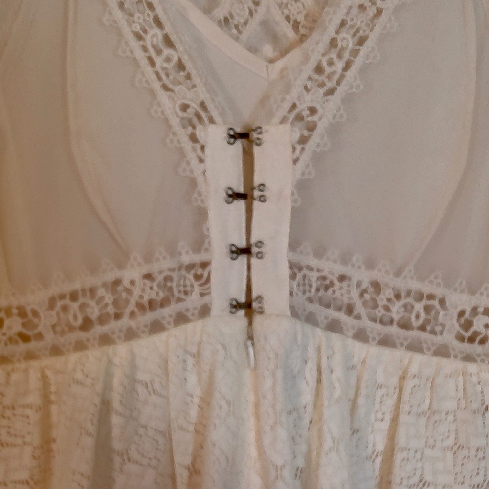 NWT Free People Victoria Ivory Lace&Embroidery Cinderella Mini Dress,Lining Sz2 - Picture 6 of 12